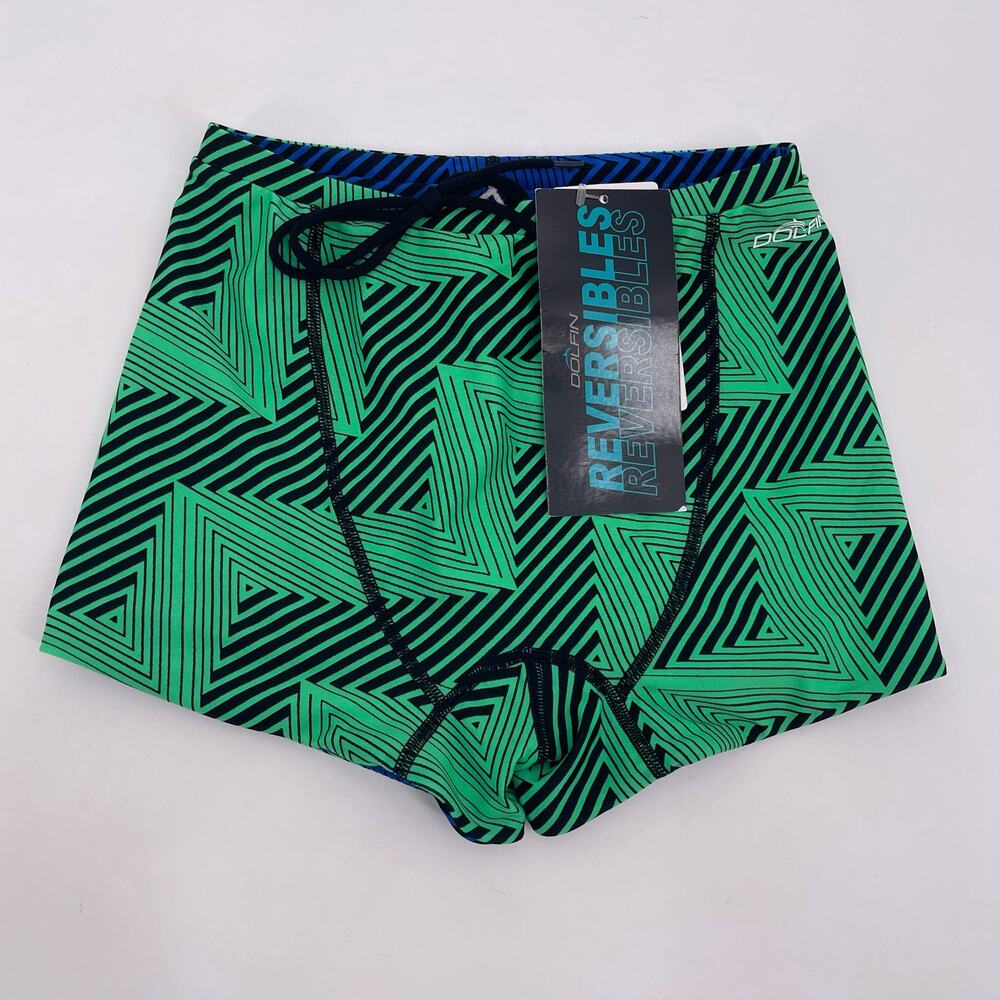 Dolfin Sz 26 Reversible Swim Shorts Trunks Boys Mens Blue Green Black NWT NEW